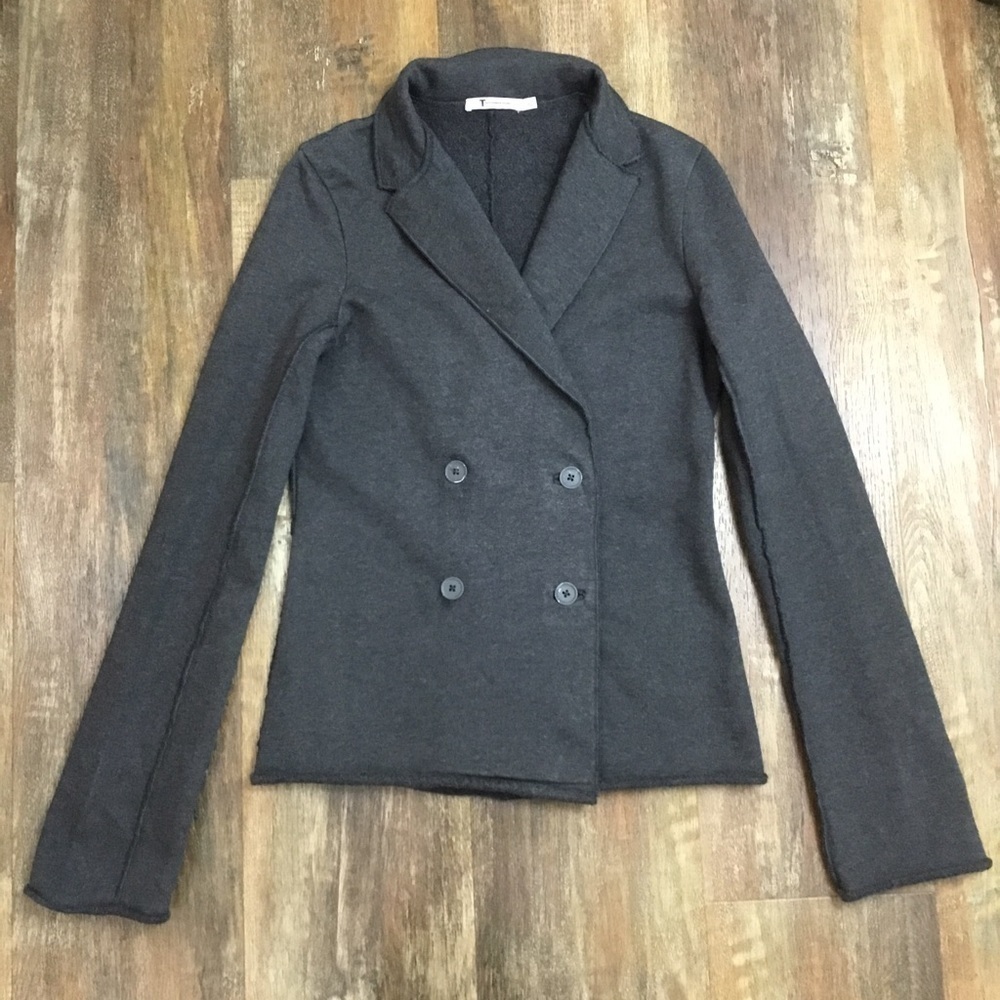 T by Alexander Wang Charcoal Double Breasted Blazer Size XS